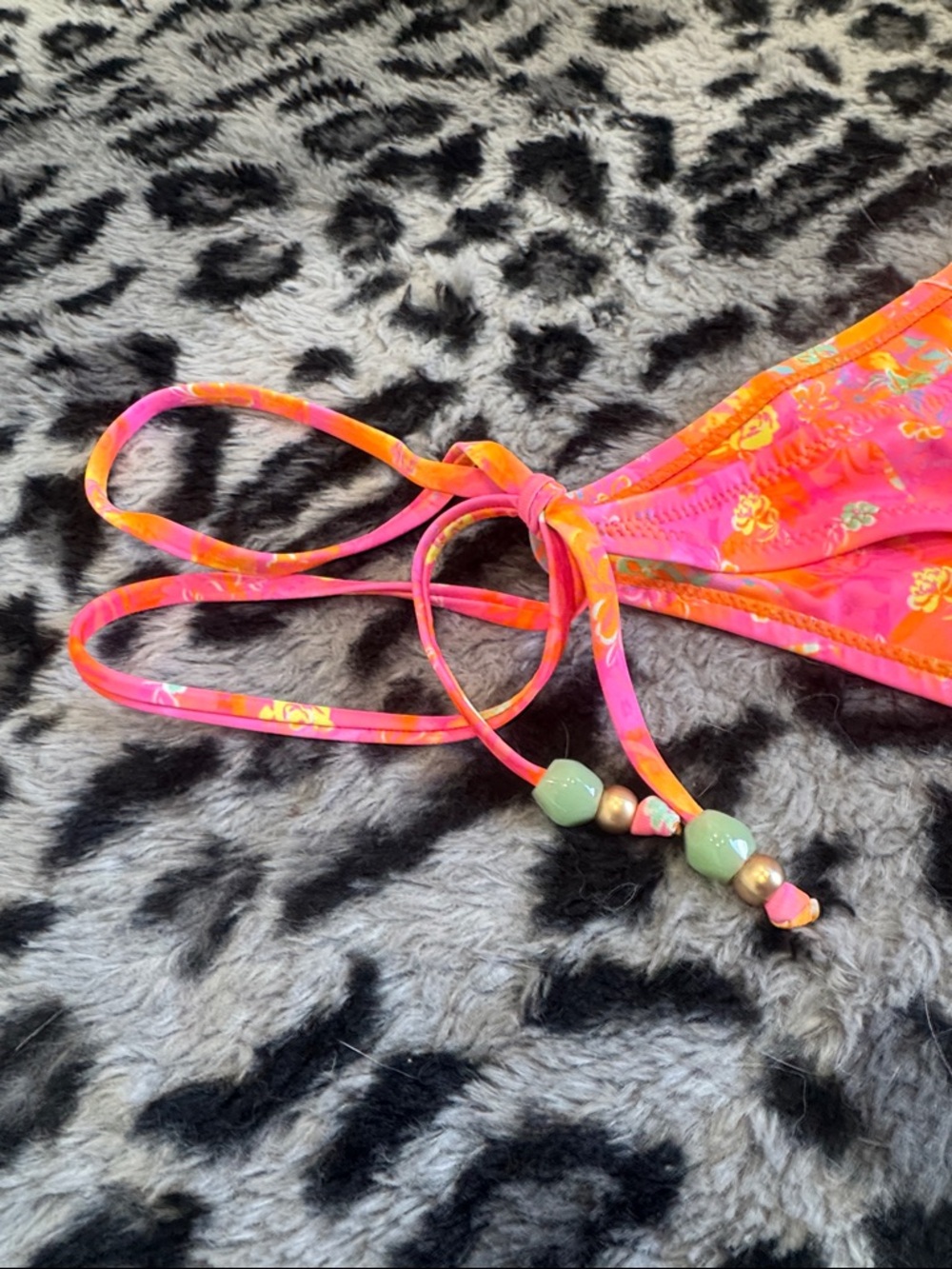 Kulani Kinis Pink Orange Floral Swim Top - Picture 3 of 6